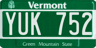 VT license plate YUK752