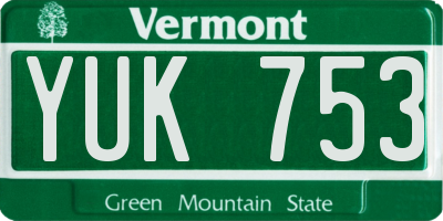VT license plate YUK753