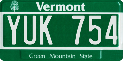 VT license plate YUK754