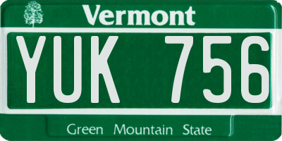VT license plate YUK756