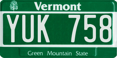 VT license plate YUK758