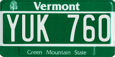 VT license plate YUK760