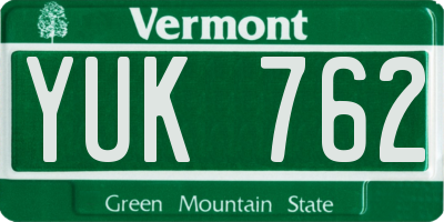 VT license plate YUK762
