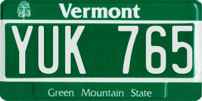 VT license plate YUK765