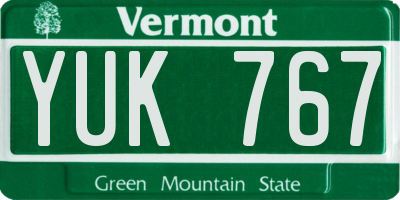 VT license plate YUK767