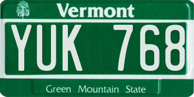 VT license plate YUK768