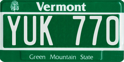 VT license plate YUK770