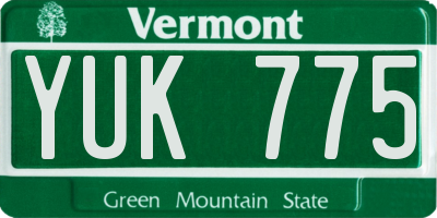 VT license plate YUK775