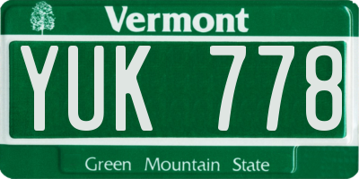 VT license plate YUK778