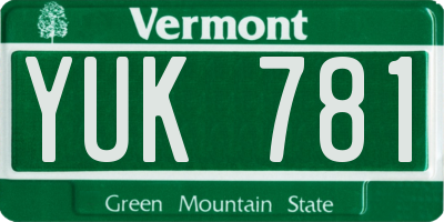 VT license plate YUK781