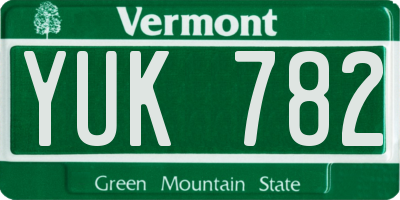 VT license plate YUK782