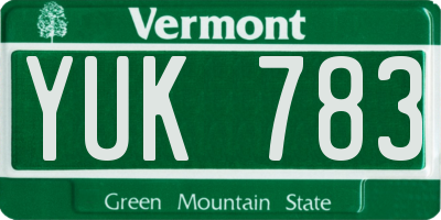 VT license plate YUK783