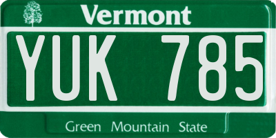 VT license plate YUK785