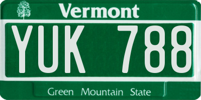 VT license plate YUK788