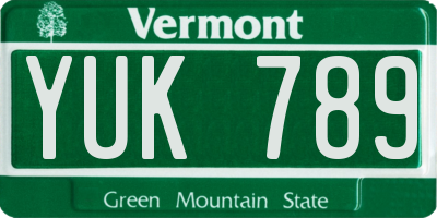 VT license plate YUK789