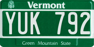 VT license plate YUK792