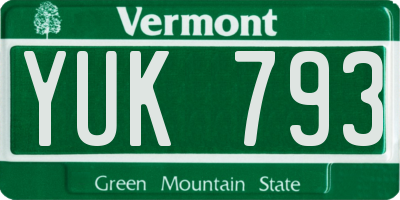 VT license plate YUK793