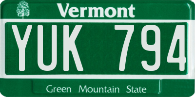 VT license plate YUK794