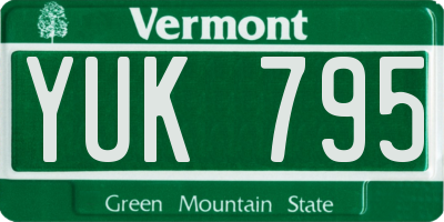 VT license plate YUK795