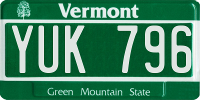 VT license plate YUK796