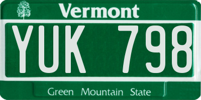 VT license plate YUK798