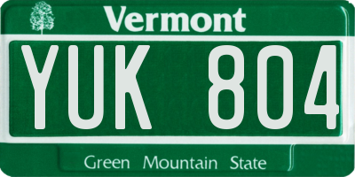 VT license plate YUK804