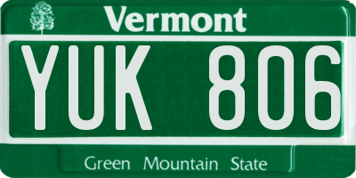VT license plate YUK806