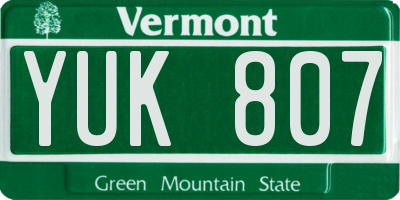 VT license plate YUK807