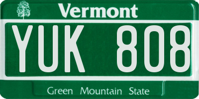 VT license plate YUK808