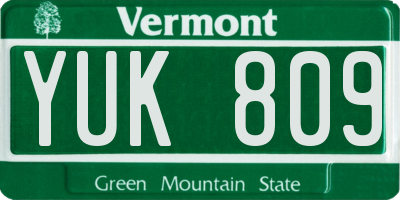 VT license plate YUK809