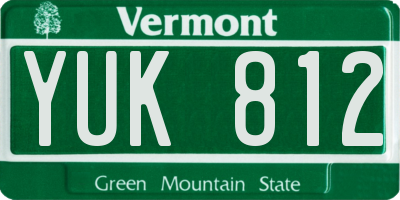 VT license plate YUK812
