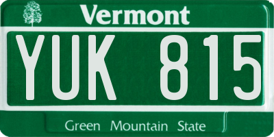 VT license plate YUK815