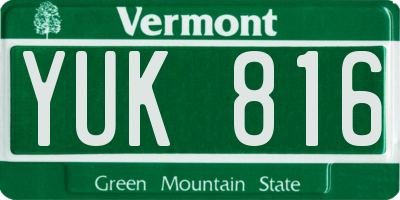 VT license plate YUK816