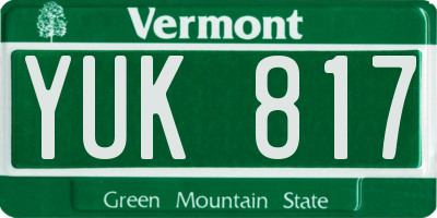 VT license plate YUK817