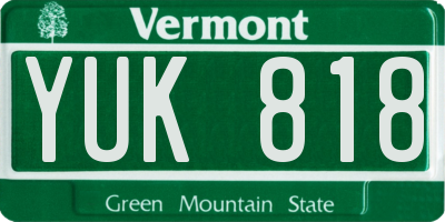 VT license plate YUK818