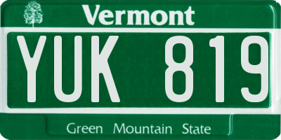 VT license plate YUK819