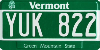 VT license plate YUK822