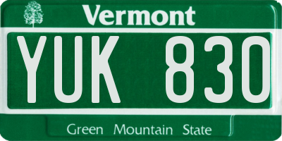 VT license plate YUK830