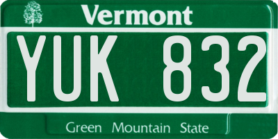 VT license plate YUK832
