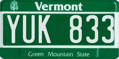 VT license plate YUK833
