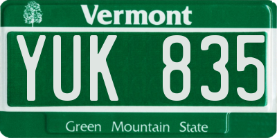 VT license plate YUK835