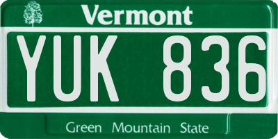 VT license plate YUK836