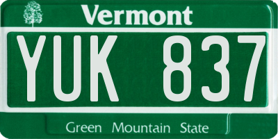 VT license plate YUK837