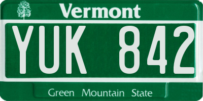 VT license plate YUK842