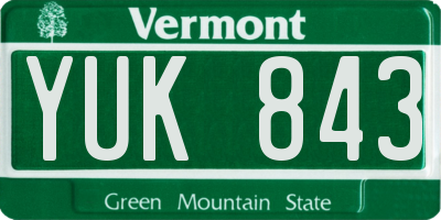 VT license plate YUK843
