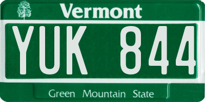 VT license plate YUK844