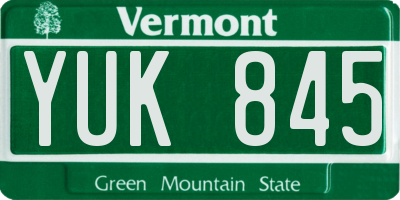 VT license plate YUK845