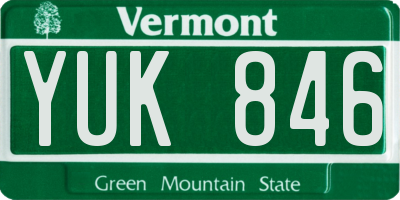 VT license plate YUK846