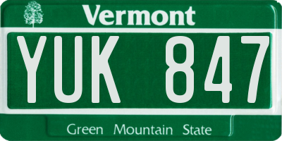 VT license plate YUK847