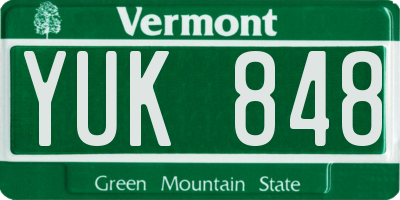 VT license plate YUK848